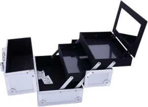 YABEY Aluminum Makeup Train Case Jewelry Box Cosmetic Organizer with Mirror 9"x6"x6" Silver