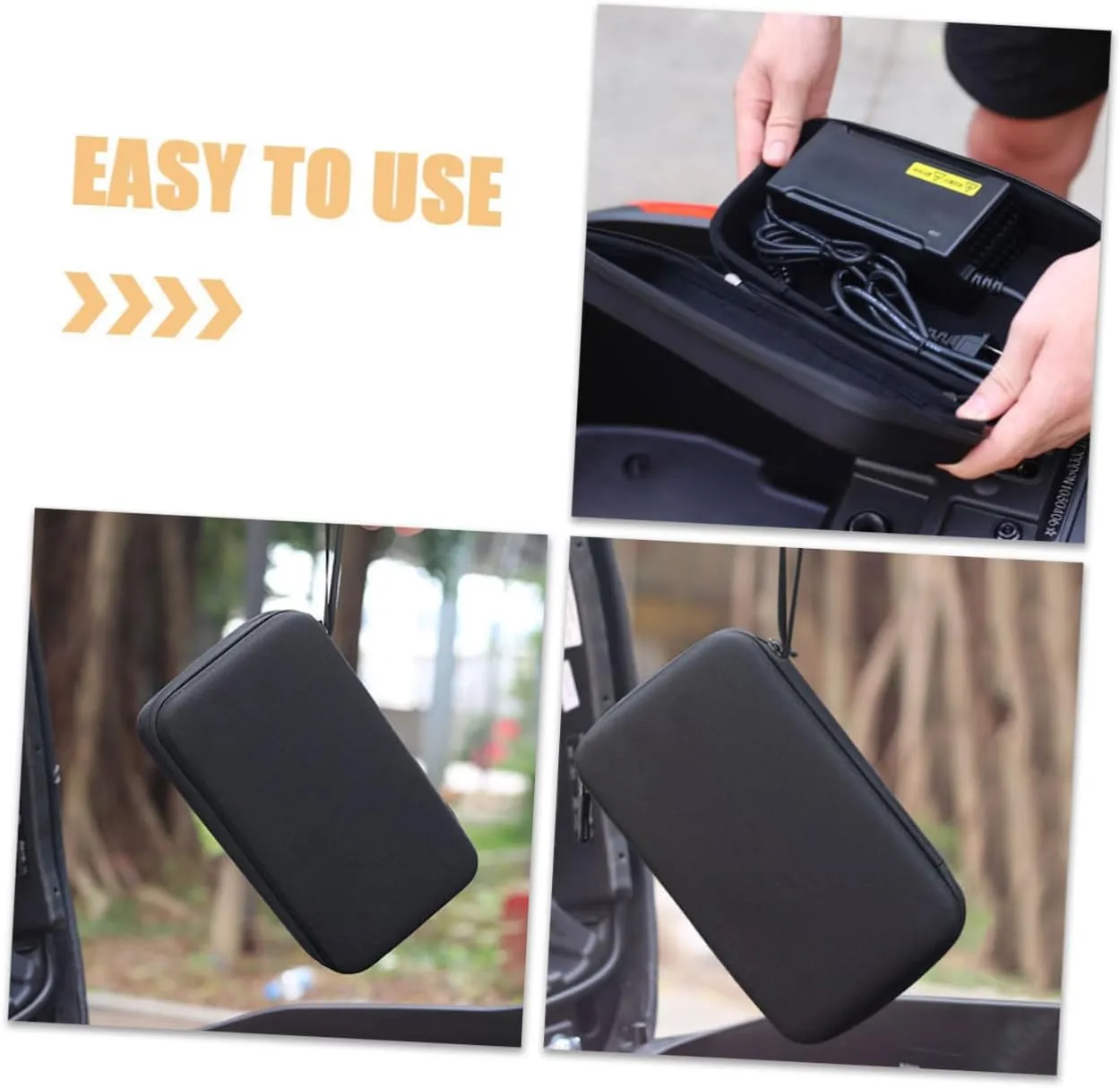 Yardwe 2pcs Electric Vehicle Charger Storage Bag Hard Shell Bike Accessories Organizer for Electric Scooters and Bicycles Shockproof and Pressure-resistant Design Durable Easy to Clean