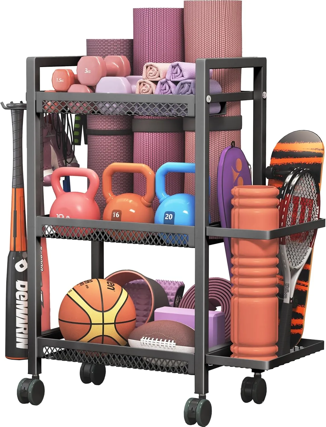 Yoga Mat Storage Rack,Fitness Equipment Organiser,Workout Organizer For Home Gym and Fitness Equipment Storage Rack,Iron Storage Rack