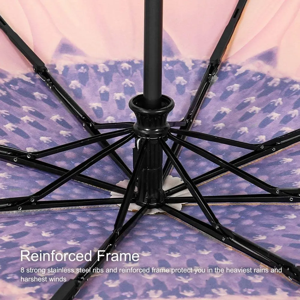 YumSur Compact Travel Umbrella - Windproof, Reinforced Canopy, Tested in 60mph Winds, Strong Reinforced Windproof Umbrella, One Touch Auto Open/Close for Men & Women