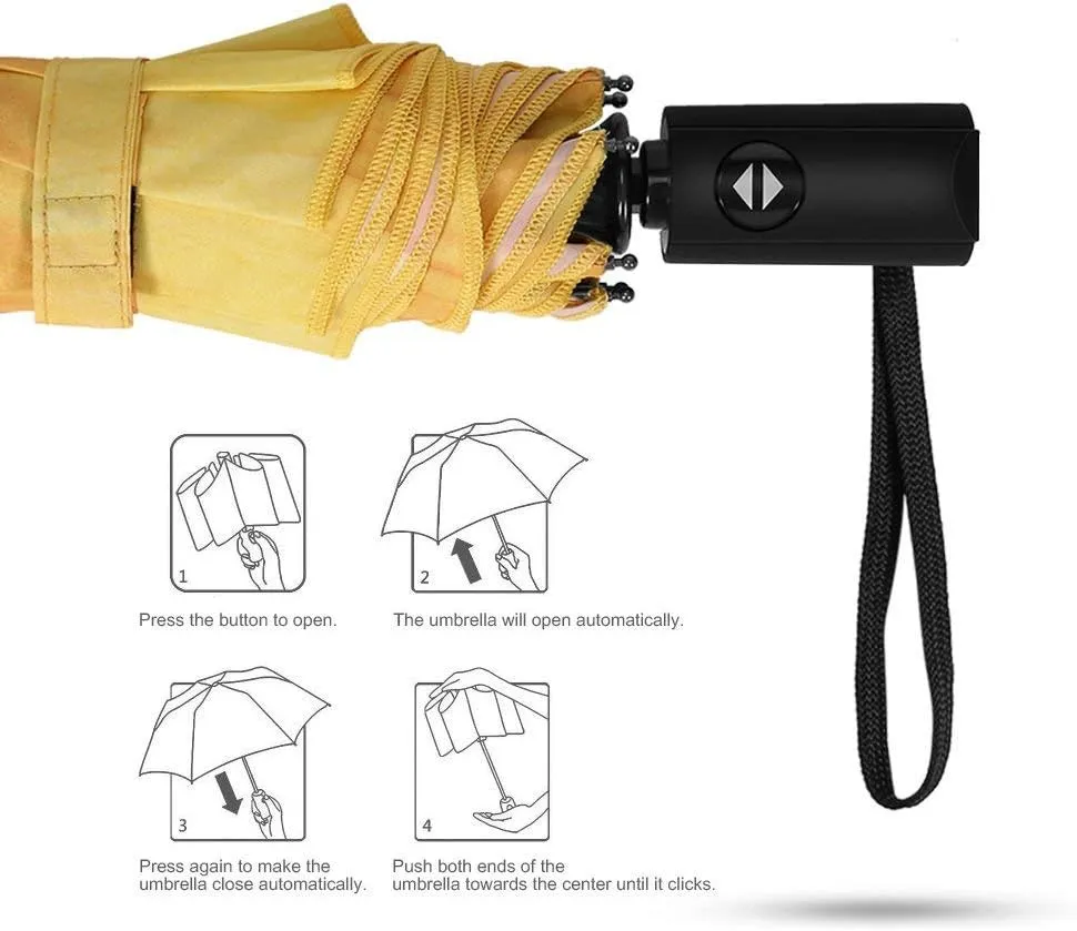 YumSur Compact Travel Umbrella - Windproof, Reinforced Canopy, Tested in 60mph Winds, Strong Reinforced Windproof Umbrella, One Touch Auto Open/Close for Men & Women