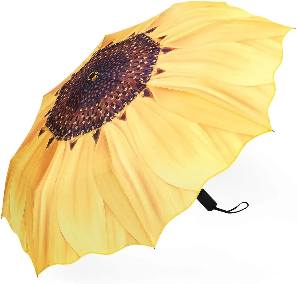 YumSur Compact Travel Umbrella - Windproof, Reinforced Canopy, Tested in 60mph Winds, Strong Reinforced Windproof Umbrella, One Touch Auto Open/Close for Men & Women