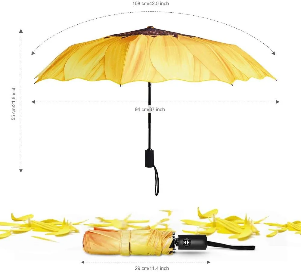 YumSur Compact Travel Umbrella - Windproof, Reinforced Canopy, Tested in 60mph Winds, Strong Reinforced Windproof Umbrella, One Touch Auto Open/Close for Men & Women