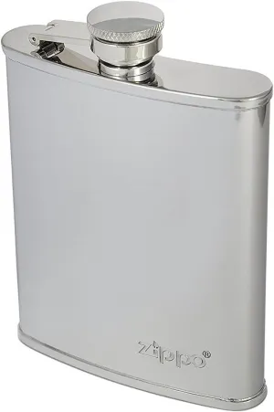 Zippo Hip Flask - Reusable - Secured Lid to Prevent Spills - Curved Shape for Comfortable Carrying - Stainless Steel - Debossed Zippo Logo - 177ml - 9,5x2x13 cm