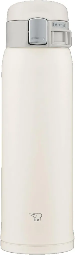 Zojirushi SM-SF48-WM Water Bottle, Direct Drinking [One-touch Open] Stainless Steel Mug, 16.9 fl oz (480 ml), Pale White