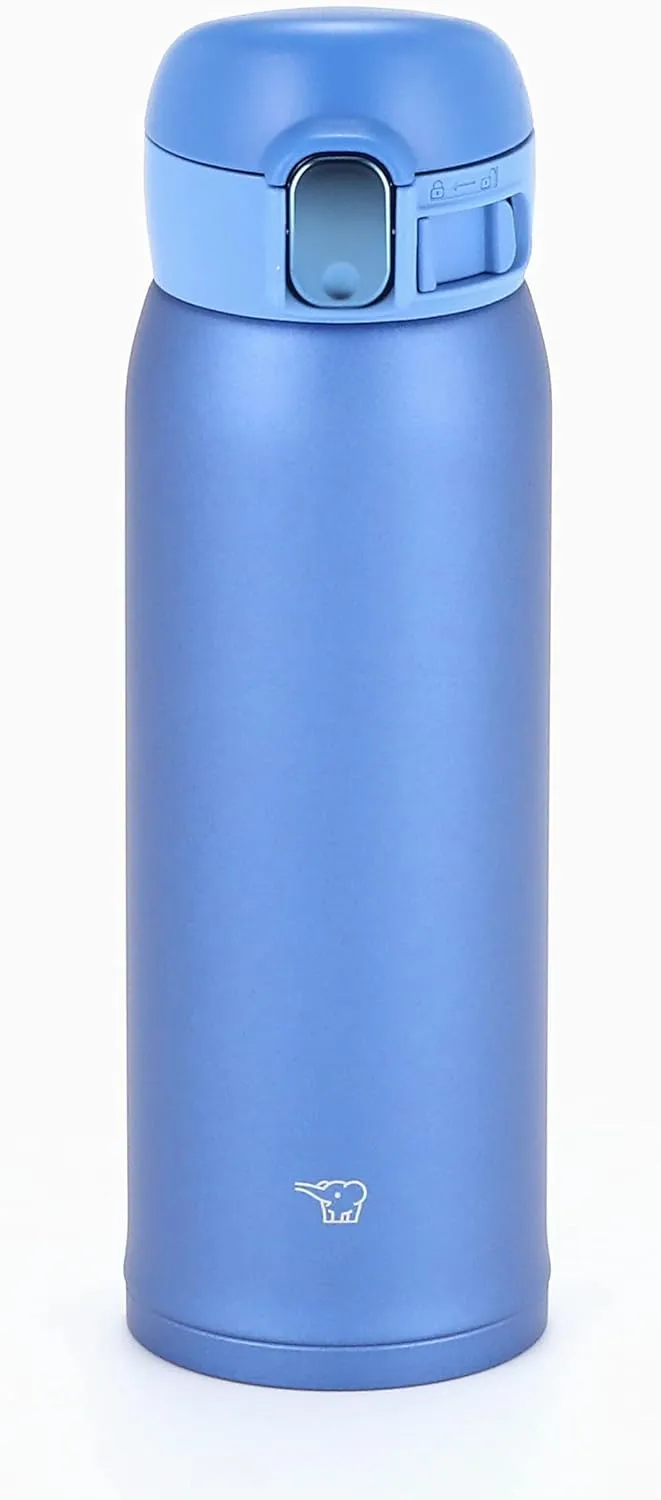 Zojirushi SM-WA48-AA Water Bottle, One-Touch Stainless Steel Mug, Seamless 0.48L Blue