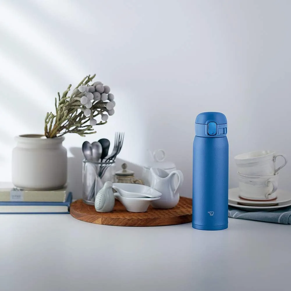 Zojirushi SM-WA48-AA Water Bottle, One-Touch Stainless Steel Mug, Seamless 0.48L Blue