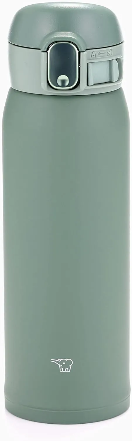 Zojirushi SM-WA48-GD Water Bottle, One-Touch Stainless Steel Mug, Seamless 0.48L Khaki